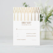 Cartes de mariage Art Déco Or et Blanc RSVP (Debout devant)