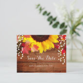 Cartes de mariage au tournesol rustique 'Save The  (Debout devant)