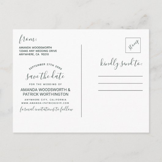 Cartes de mariage avec motifs botaniques et boulea (Dos)