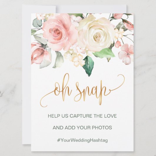 Cartes de mariage avec roses crème rose Oh snap / (Devant)