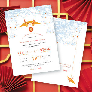 Cartes de Mariage Baisers de Grues en Origami Oran