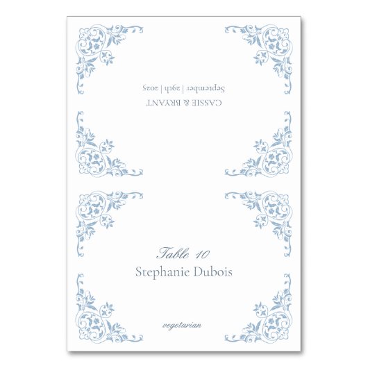 Cartes de Mariage bleu et blanc Choix de repas (Par défaut)