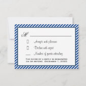 Cartes de mariage bleu et blanc marine RSVP (Dos)