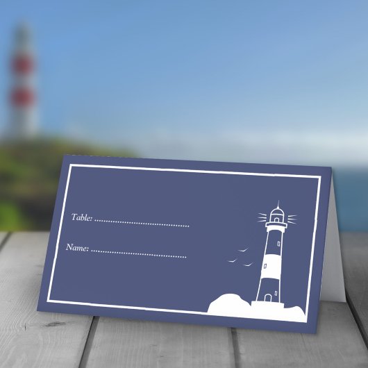 Cartes de Mariage bleu Lighthouse Navy
