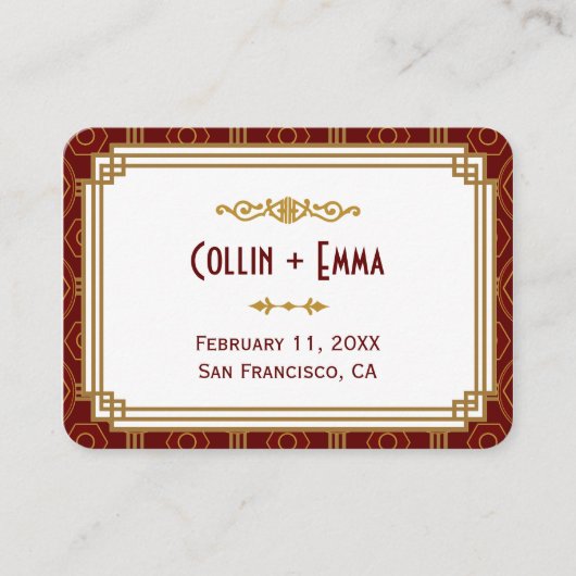 Cartes de Mariage Burgundy Art Déco sur mesure (Devant)