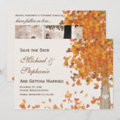 Cartes de mariage "Carved Tree Fall Save the Date" (Devant / Derrière)