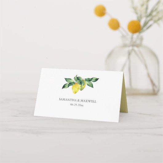 Cartes de mariage Citrons Jaune et Bleu (Dos)