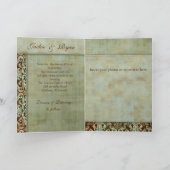 Cartes de mariage Damask Brown Vert Vintage (Intérieur)