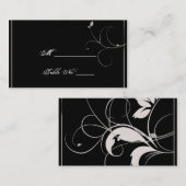 Cartes de Mariage de automne Feuille Noir et Argen (Devant / Derrière)