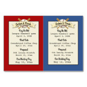 Cartes de Mariage de baseball (Dos)