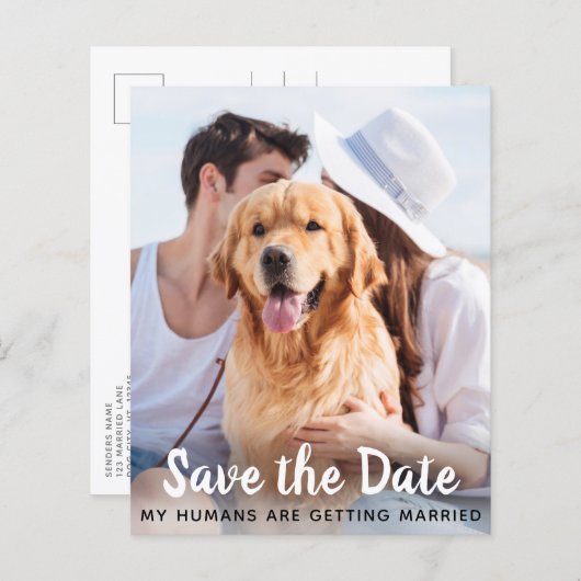 Cartes de Mariage de Chien Enregistrer la Date de  (Devant / Derrière)