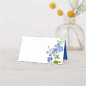 Cartes de mariage de Delphinium peintes en bleu (Devant)
