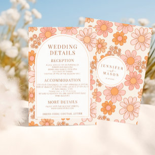 Cartes de Mariage de détails Retro Orange Rose