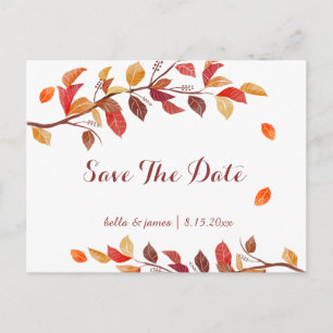 Cartes de mariage de feuilles d'automne à sauver