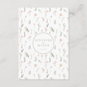 Cartes de mariage de fleur sauvage rose pâle et ve (Dos)