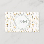 Cartes de mariage de fleur sauvage rustique jaune (Dos)