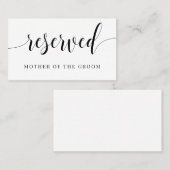 Cartes de Mariage de siège réservées (Devant / Derrière)