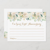 Cartes de Mariage de temps Gold et White Flower (Devant / Derrière)