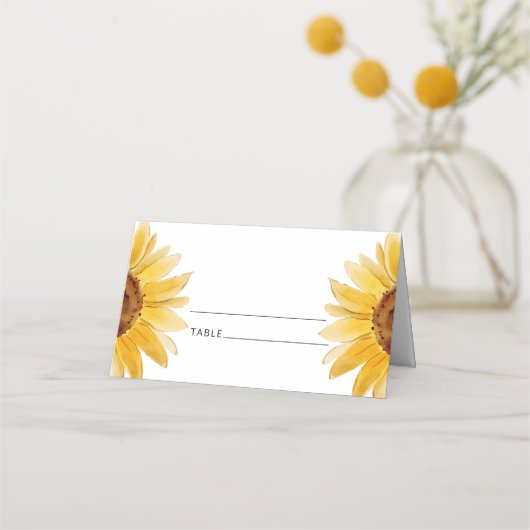 Cartes de mariage de tournesol d'aquarelle (Devant)