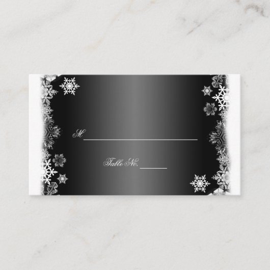 Cartes de Mariage des flocons de neige noirs et bl (Devant)