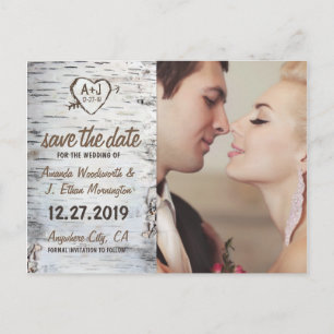 Cartes de mariage en bois de bouleau rustique Save
