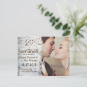 Cartes de mariage en bois de bouleau rustique Save (Debout devant)