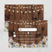 Cartes de mariage en bois rustique avec fleurs de (Devant / Derrière)