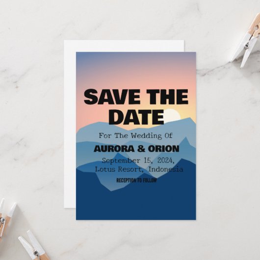Cartes de mariage en camping "save the date" (Devant/Arrière en situation)