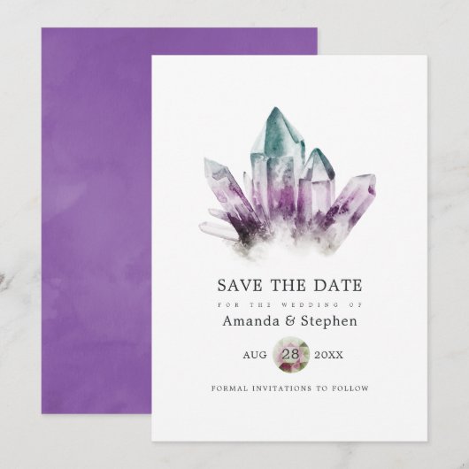 Cartes de mariage en cristal de fluorite pour anno (Devant / Derrière)