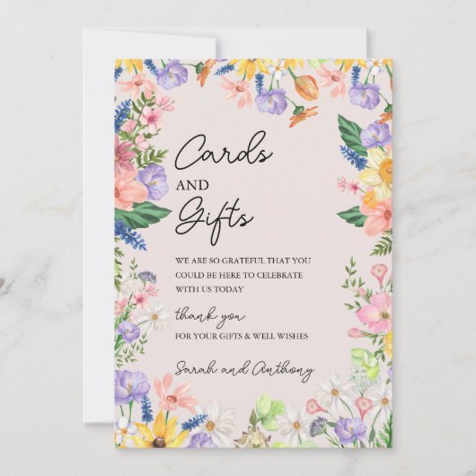 Cartes de mariage et cartes cadeaux fleurs sauvage (Devant)