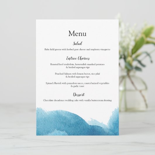 Cartes de mariage/événement bleu aquarelle (Debout devant)