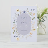 Cartes de mariage "Fleur sauvage bleu poussiéreux" (Debout devant)