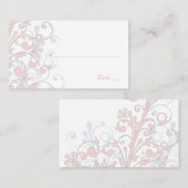 Cartes de Mariage Florales Blanches, Rose, Gris, B (Devant / Derrière)