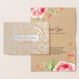 Cartes de mariage florales Merci de luxe