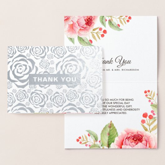 Cartes de mariage florales Merci de luxe (Affichage)