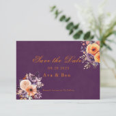 Cartes de mariage florales orange violet pour anno (Debout devant)