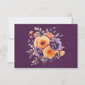 Cartes de mariage florales orange violet pour anno (Dos)