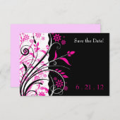 Cartes de mariage florales rose et noir pour annon (Devant / Derrière)