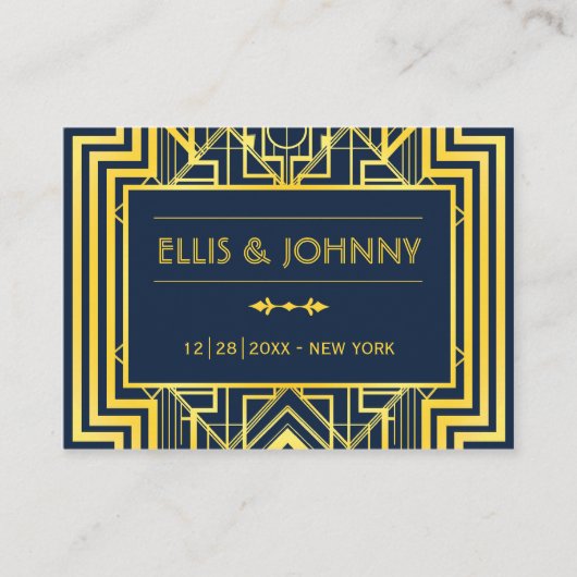 Cartes de Mariage géométrique Marine & Gold (Devant)