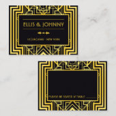 Cartes de Mariage géométriques Black & Gold (Devant / Derrière)
