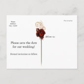 Cartes de mariage gothique Roses brunes + crânes (Dos)