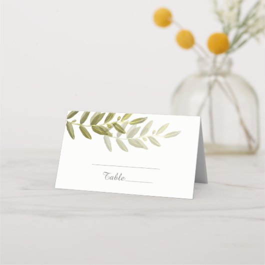 Cartes de Mariage Green Olive Leaf (Devant)