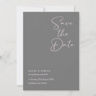 Cartes de mariage grises et roses pour annoncer la