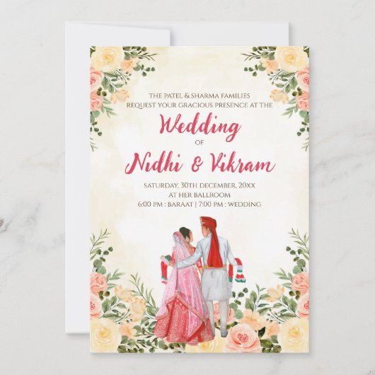 Cartes de mariage indien & invitations de mariage  (Devant)