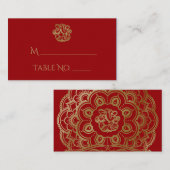 Cartes de Mariage indiennes Mandala Rouge et or (Devant / Derrière)