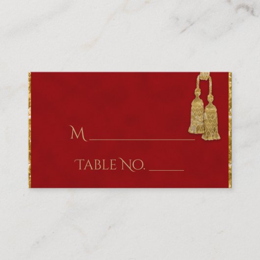 Cartes de Mariage indiennes Red and Gold Tassel (Devant)