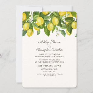 Cartes de Mariage Jaunes aux Citrons Blancs