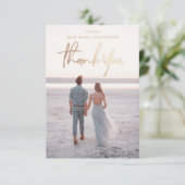 Cartes de mariage Merci Gold Faux Foil Script (Debout devant)