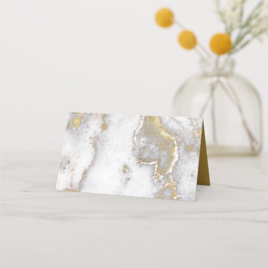 Cartes de Mariage modernes marbrées gris et or (Dos)