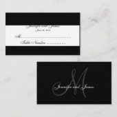 Cartes de Mariage Monogramme noir et blanc (Devant / Derrière)